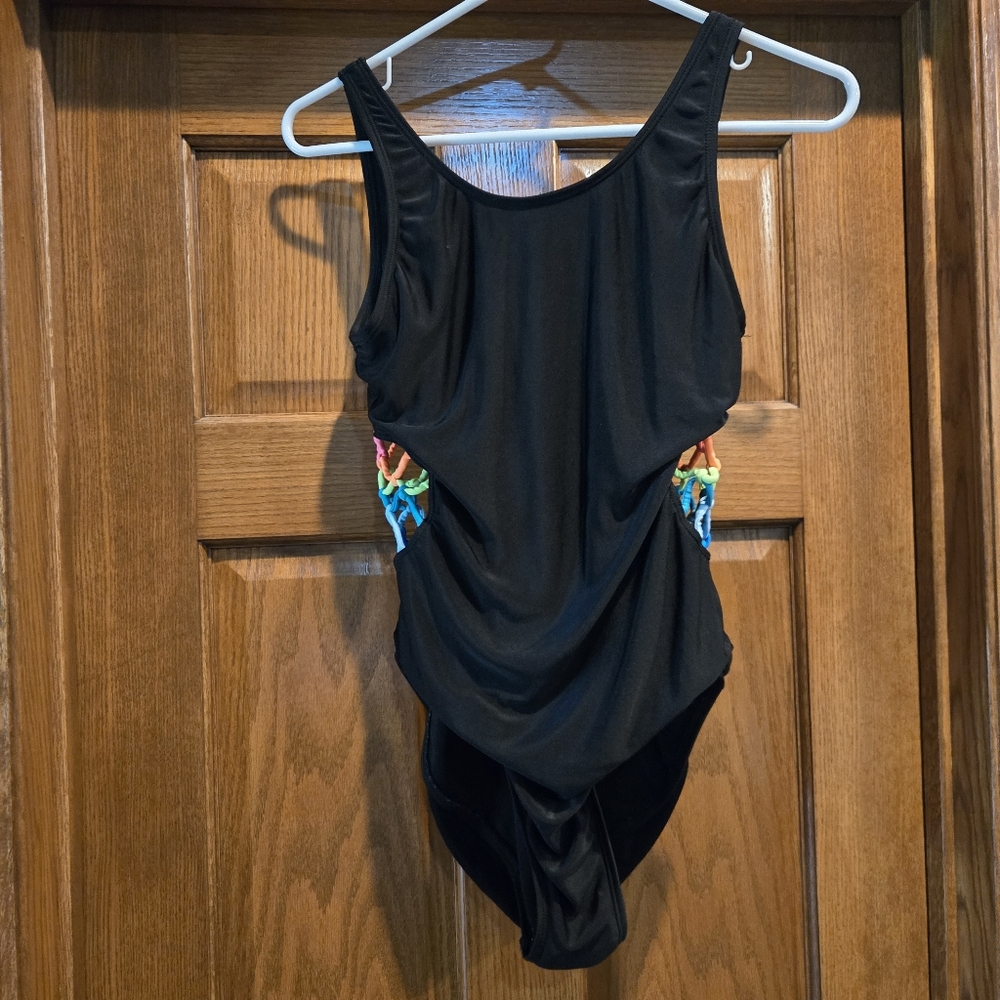 Art Class Black One Piece Swimsuit with Side Cutouts